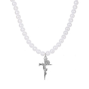 Collane <span class=keywords><strong>con</strong></span> Ciondolo a Croce e Perle in Stile Hip-hop per Uomo, Accessori Quotidiani <span class=keywords><strong>Maschili</strong></span> - Product Image 2