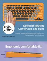 Clavier rond ergonomique en ABS 2.4G sans fil mignon et coloré clavier souris silencieux combiné pour PC/ordinateur portable/ordinateur
