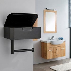 Bathroom Modern Style Metal Stainless Steel Black Wall-Mounted Double Rod Toilet Paper Holder Shelf <b>Storage</b> for Hotel Gym Use - Product Image 6