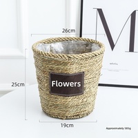 Décoration intérieure écologique de style nordique, pots à fleurs en paille tressée extra-larges sur pied