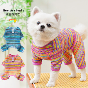 เสื้อผ้าสุนัขสี่ขาลายทางกันแดดสำหรับฤดูร้อน ยี่ห้อ Weiwang สำหรับสุนัขพันธุ์เล็ก - Product Image 1