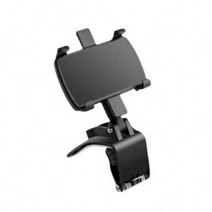 Support de téléphone portable universel pour voiture en plastique noir, support de rétroviseur, navigation, design moderne et simple, installation facile - Product Image 6