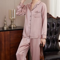 Hadiah Hari Valentine Set Piyama Mewah 100% Sutra 19MM untuk Pasangan-Pakaian Rumah Elegan Kasual Musim Semi Berkualitas Tinggi