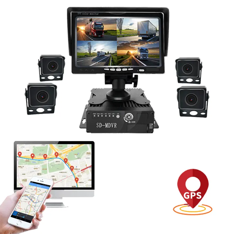 3G 4G GPS WiFi 4CH AHD 720P Car DVR Black Box with 256G SD card supported truck camera system car monitor
