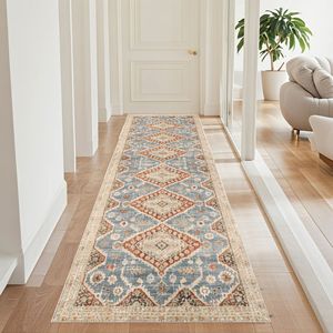 Alfombra Geométrica Decorativa para el Hogar, Rectangular, 23DFR0111, Fibra de Poliéster, Lavable, Antideslizante, para Uso en Interiores y Exteriores - Product Image 1
