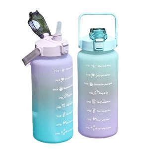 Bouteille de sport grande capacité 2L avec paille et marqueur de temps, en plastique - Product Image 5