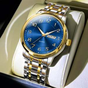 Montres mécaniques de luxe dorées très vendues pour hommes, montres automatiques à double date, lumineuses, étanches, montres numériques - Product Image 1