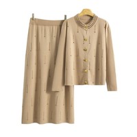 Nouvel ensemble tricoté décontracté automne 2026 pour femme – Cardigan et pantalon ample pour l'automne-hiver – Tenues en maille pour femme