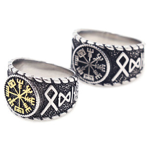 Anillos <span class=keywords><strong>de</strong></span> <span class=keywords><strong>Acero</strong></span> Quirúrgico Personalizados al por Mayor, Chapados en Oro Vintage, con Símbolo <span class=keywords><strong>de</strong></span> Tenedor <span class=keywords><strong>de</strong></span> Pescado, Joyería Vikinga <span class=keywords><strong>para</strong></span> <span class=keywords><strong>Hombre</strong></span> - Product Image 6