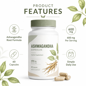 Suplemento de Apoyo Inmunológico de Ashwagandha Ksm-66 Sunwind Premium de Alta Calidad, Orgánico y de Alta Eficiencia, 12500mg, para una Noche Tranquila, 60 Cápsulas - Product Image 4