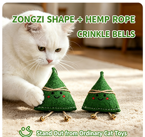 Juguete para Gatos con Forma de Zongzi, con Hierba Gatera y Campanas, Juguete Seguro para Masticar y Limpiar los Dientes, de Fibra Vegetal Natural, para Gatos - Product Image 4