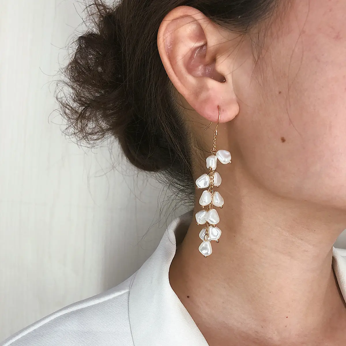 High Quality Korean Fashion Trendy Women Jewelry Irregular Pearl Tassel Drop Earrings for Women Girls