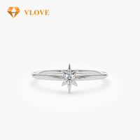 Bague empilable VLOVE North Star avec diamant rond cultivé en laboratoire certifié VS1, bijoux en or massif 14K 18K pour femmes