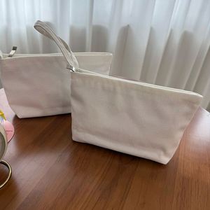 Pochette à monnaie et trousse de maquillage en toile blanche pure avec fermeture éclair, sur mesure, portable, simple, sac à main DIY pour les voyages, l'usage quotidien et les événements - Product Image 3