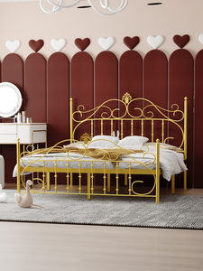 <span class=keywords><strong>Letto</strong></span> <span class=keywords><strong>Matrimoniale</strong></span> King Size Resistente Stile Europeo Arredamento Camera da <span class=keywords><strong>Letto</strong></span> Lussuoso Telaio Dorato Design Semplice <span class=keywords><strong>Letto</strong></span> in Metallo per Hotel - Product Image 2