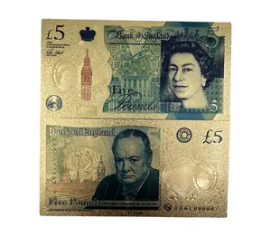 गैर-मुद्रा एलिजाबेथ मूवी प्रोप पैसे ब्रिटेन पाउंड जीबीपी 24k सोने की पन्नी बैंकनोट