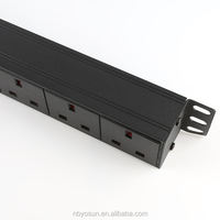 YOSUN PDU 1U 5 voies 13A UK en alliage d'aluminium UL94V-0 personnalisé pour armoire, noir, usage industriel