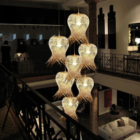 Durlite Restaurant Hotel Cafe Lustre en bambou fait à la main Éclairage Lustre en rotin osier de bambou Lampe en rotin rétro
