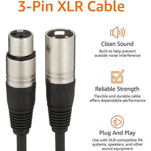 כבל אודיו XLR זכר-נקבה מצופה זהב קלוע למגבר, קונסולת מיקס, מצלמה, פסנתר, רמקול, מיקרופון ומתאם לגיטרה - Product Image 4