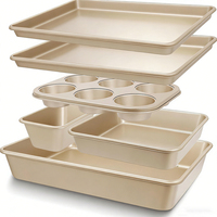 Ensemble de moules à gâteau en acier au carbone antiadhésif empilables, réutilisables, durables, écologiques, compatibles lave-vaisselle, ensemble de 6 pièces pour la cuisson au four