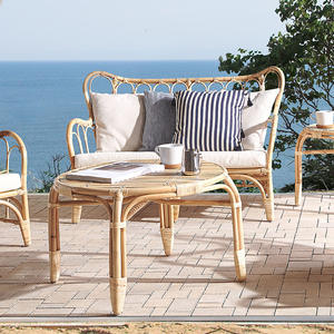 Sofá de jardín tejido a mano de estilo nórdico, muebles de mimbre de caña de ratán Natural, sofá doble - Product Image 3