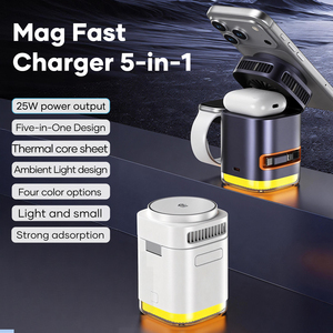 Nouveau produit innovant <span class=keywords><strong>Q</strong></span> I2.2 25W Chargeur sans fil 5 en 1, support pliable, chargeur de bureau avec lumière nocturne, câble rétractable - Product Image 2