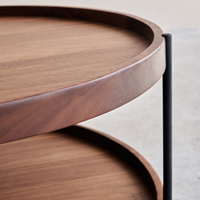 Table basse en bois de noyer à deux niveaux, design moderne, écologique, pour salon, vente en gros personnalisée