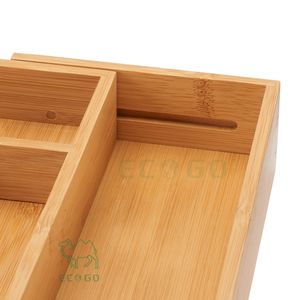 Plateau à couverts en bambou écologique, style farmhouse, multi-compartiments, pour tiroir de cuisine, organiseur de couverts, porte-vaisselle - Product Image 6