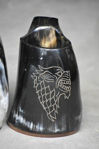 Taza de tronos Stark Sigil Wolf Viking, cuerno para beber, cerveza, vino - Product Image 2
