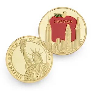เหรียญเงินสีทองแบบสั่งทำรูปปั้น2020ที่ระลึกจากนิวยอร์ก