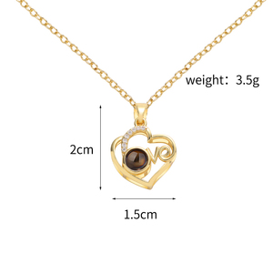 Colliers de projection d'images personnalisés pour femmes, pendentifs tendance « Je t'aime » en 100 langues, bijoux en laiton avec chaîne à maillons - Product Image 5