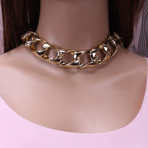 Gold Chunky Chain <b>Choker</b> Necklace For Women Hip Hop Fashion Accessory Party Jewelry Zinc Alloy Geometric Design - Product Image 4