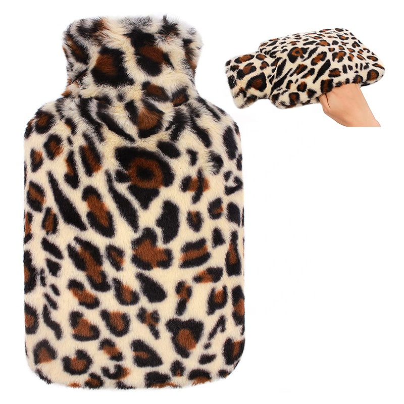 natural rubber hot and cold water bottle bag with soft fur cover for hot and cold therapy