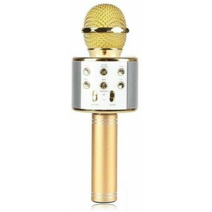 Bluetooth Karaoke <b>Microphone</b> <b>With</b> <b>Speaker</b> Gold Color For Singing Party Use - Product Image 1