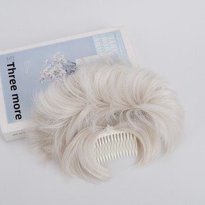 Pelucas y coletas de pelo corto rizado de fibra sintética resistente al calor al por mayor con moño rizado y color ombré, modelo CS68 - Product Image 5