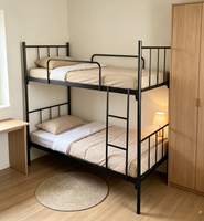 Lit superposé en métal robuste ODM/OEM, taille double sur double, avec base en maille, lit double en acier pour la maison, l'école, le dortoir, le camping