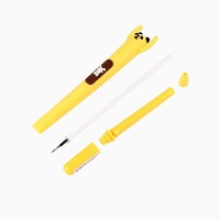 Stylo Gel 3D O&Q Luxe Ours Mignon Dessin Animé 0,5 mm Encre Bleue/Noire Matériau Caoutchouc Fournitures de Bureau Étudiant Coffret Cadeau Enfants