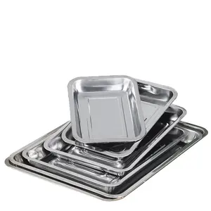 stainless steel hotel fruit tray sheet pan deep baking kitchen metal storage food buffet pans square plate serving tray