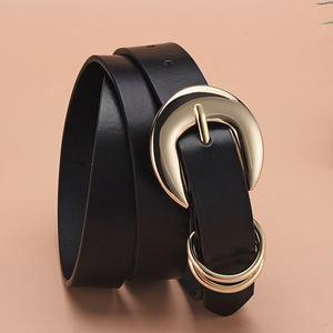 Kimberton Women's Belt Black <b>Thin</b> Alloy 3.0cm Double <b>Ring</b> Pin Buckle Casual Fresh Sweet Style Spring 2026 - Product Image 3