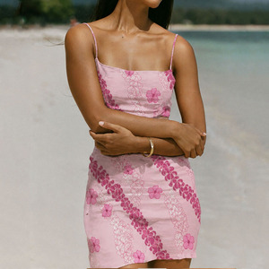 Vestido mini de verano de alta calidad con estampado hawaiano, personalizado, 100% lino y algodón, estilo casual. - Product Image 4