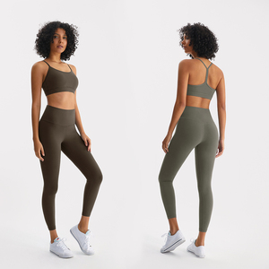 Women's Yoga Tracksuit <strong>Nude</strong> <strong>Fleece</strong> <strong>Lined</strong> Butt Lifting Quick Dry Breathable Two-Piece Activewear for Running Outdoor Fitness - Product Image 5