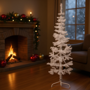 Mini sapin de Noël artificiel blanc de 1,80 m avec support pliable pour décoration intérieure des fêtes - Product Image 2