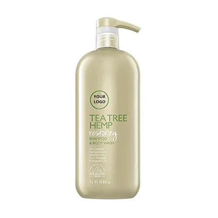 100% natural hair shampoo care paraben and sulfate free tea tree hemp shampoo & body wash 2-in-1