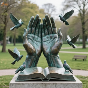Personalizado City Park Paisaje Decoración Grande Moderno Mano Fundida Metal Latón Abstracto Estatua <span class=keywords><strong>de</strong></span> Mano y Paloma Bronce Escultura PARA LA Venta - Product Image 4