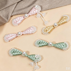 Botón de acrílico para Cheongsam, estilo <span class=keywords><strong>chino</strong></span>, tendencia nacional, con perlas decorativas bordadas a mano, borlas de cristal y hebilla cosida a mano. - Product Image 2