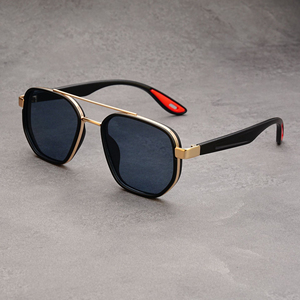 Occhiali da sole da <span class=keywords><strong>uomo</strong></span> quadrati a doppio ponte, novità 2026, per guida e attività all'aperto, stile punk retrò alla moda, protezione UV400 - Product Image 1