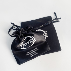ถุงผ้าซาตินสีดำเนื้อนุ่มพิเศษ พร้อมเชือกผูก ปรับแต่งโลโก้พิมพ์ได้ สำหรับบรรจุภัณฑ์ชุดชั้นใน วิกผม ต่อผม ของขวัญสุดหรู ถุงผ้าไหมกันฝุ่น - Product Image 2