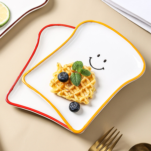 High-temperature Resistance Ceramic Plate Creative Toast Bread Shape Plate <strong>Dessert</strong> <strong>Tray</strong> for Breakfast - Product Image 1