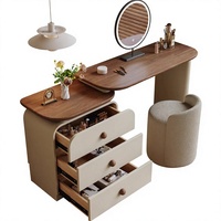 Table de toilette multifonctionnelle intégrée en bois massif couleur crème, style chinois moderne, avec rangement, couleur noyer, pour chambre à coucher