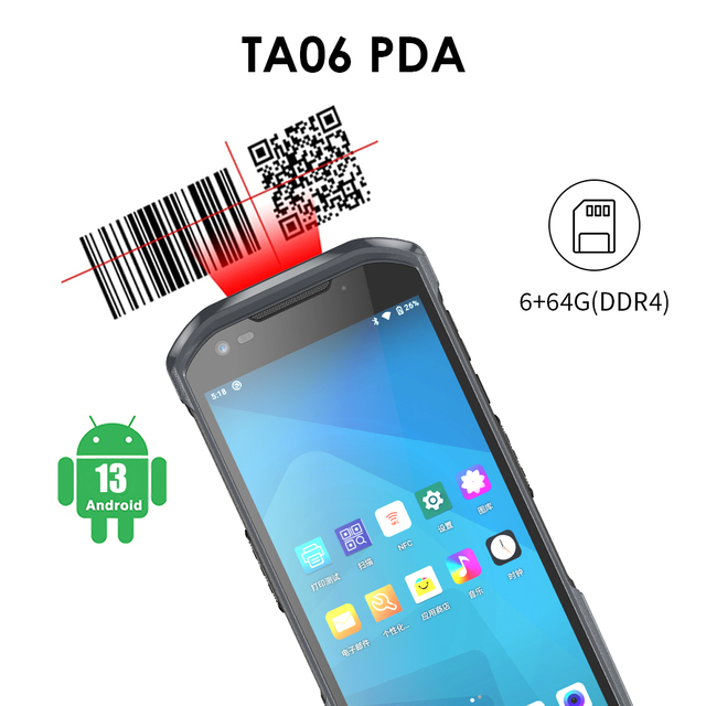 Android 13 GMS Certified 5.5 Inch FHD Industrial Tablet 6+64G NFC Rugged Handheld Data Terminal 2D PDA Scanner TA06